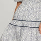 She + Sky Full Size Printed V-Neck Puff Sleeve Tiered Dress Plus Size