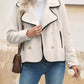 Contrast Trim Double-Breasted Jacket