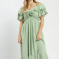 Umgee Textured Ruffle Midi Dress