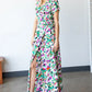 First Love Slit Printed Surplice Tie Waist Short Sleeve Dress