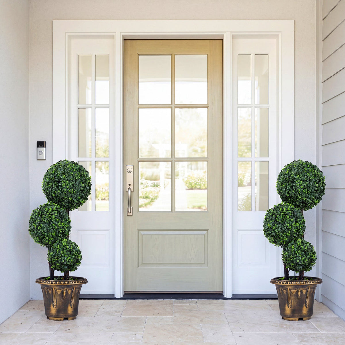 29 Inches Artificial Boxwood Topiary Tree Triple Ball Shrubs