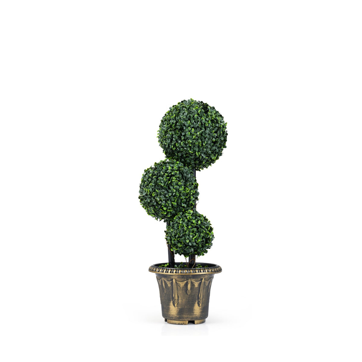 29 Inches Artificial Boxwood Topiary Tree Triple Ball Shrubs