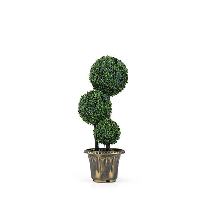 29 Inches Artificial Boxwood Topiary Tree Triple Ball Shrubs