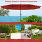 9 FT Solar LED Patio Umbrella Push-Button Tilt and Crank 24 LED Lights and 8 Ribs