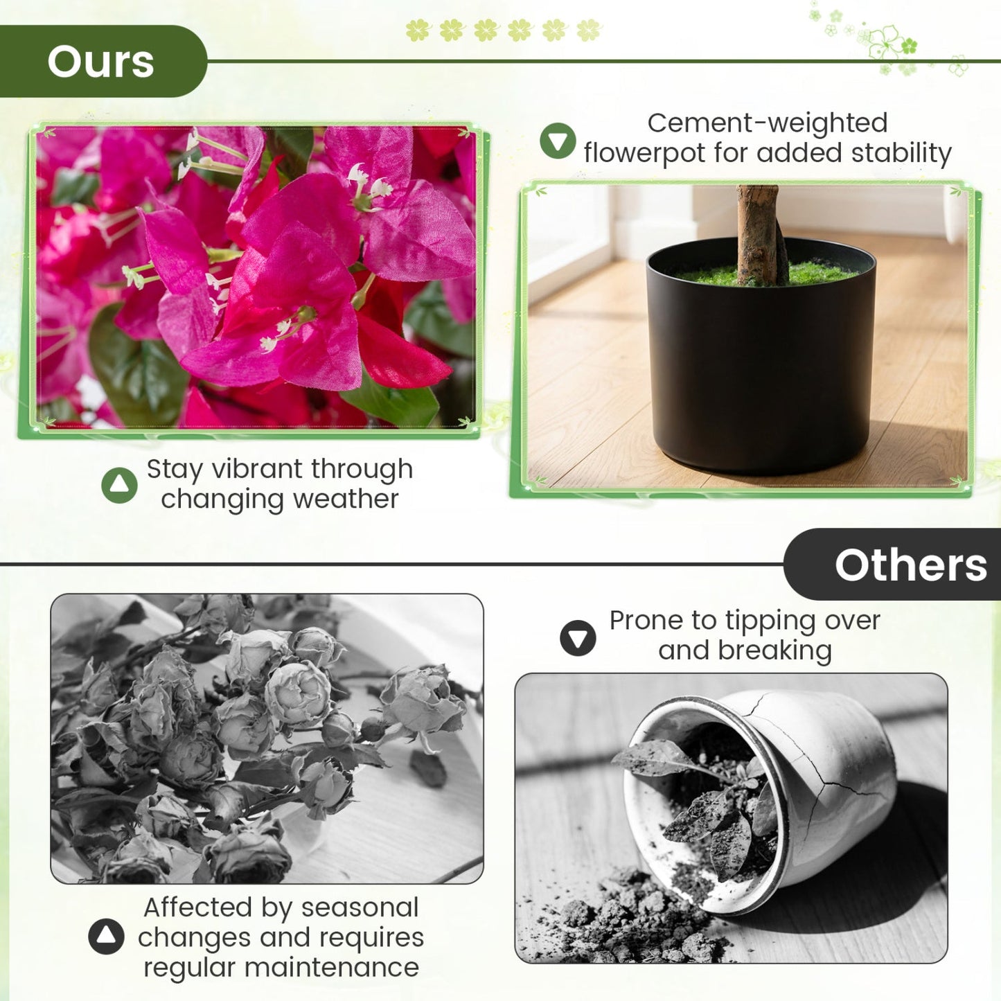2 Pack Artificial Azalea Trees Faux Floral Plants with Vivid Blooming Flowers