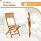 2 Pack Folding Chairs Sturdy Wood Dining Chairs with Slatted Backrest and Seat