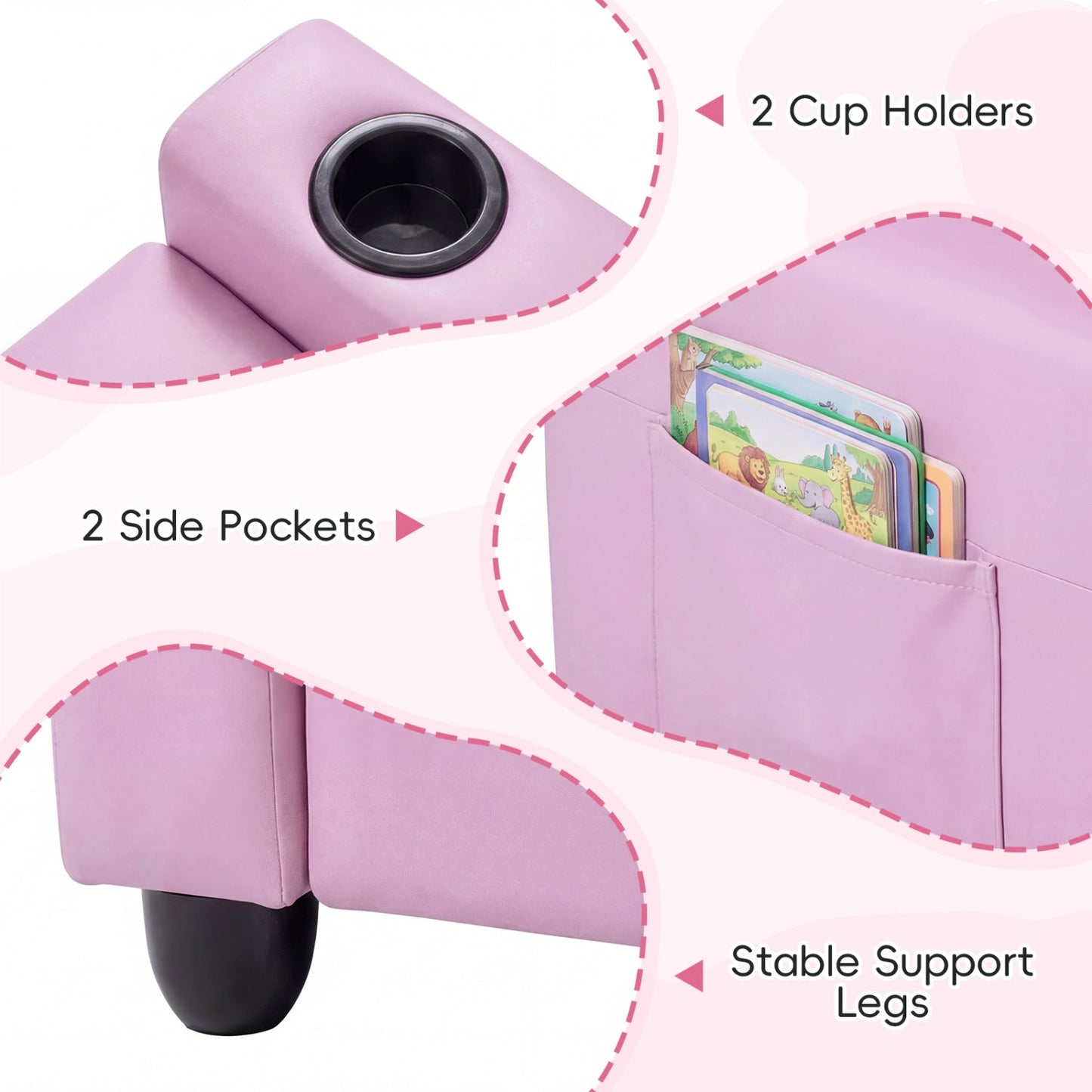 2-Seater Kids Recliner Double Toddler Sofa Chair with 2 Cup Holders