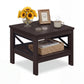 2-Tier Square Side Table with Storage Shelf and X-Frame for Bedroom Living Room