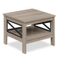 2-Tier Square Side Table with Storage Shelf and X-Frame for Bedroom Living Room