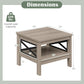 2-Tier Square Side Table with Storage Shelf and X-Frame for Bedroom Living Room