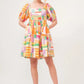 And The Why Square Neck Puff Sleeve Geo Printed Mini Dress