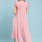 Umgee Seersucker Ruffle Sleeve Tiered Midi Dress