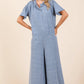Mittoshop Button Detail Short Sleeve Wide Leg Jumpsuit