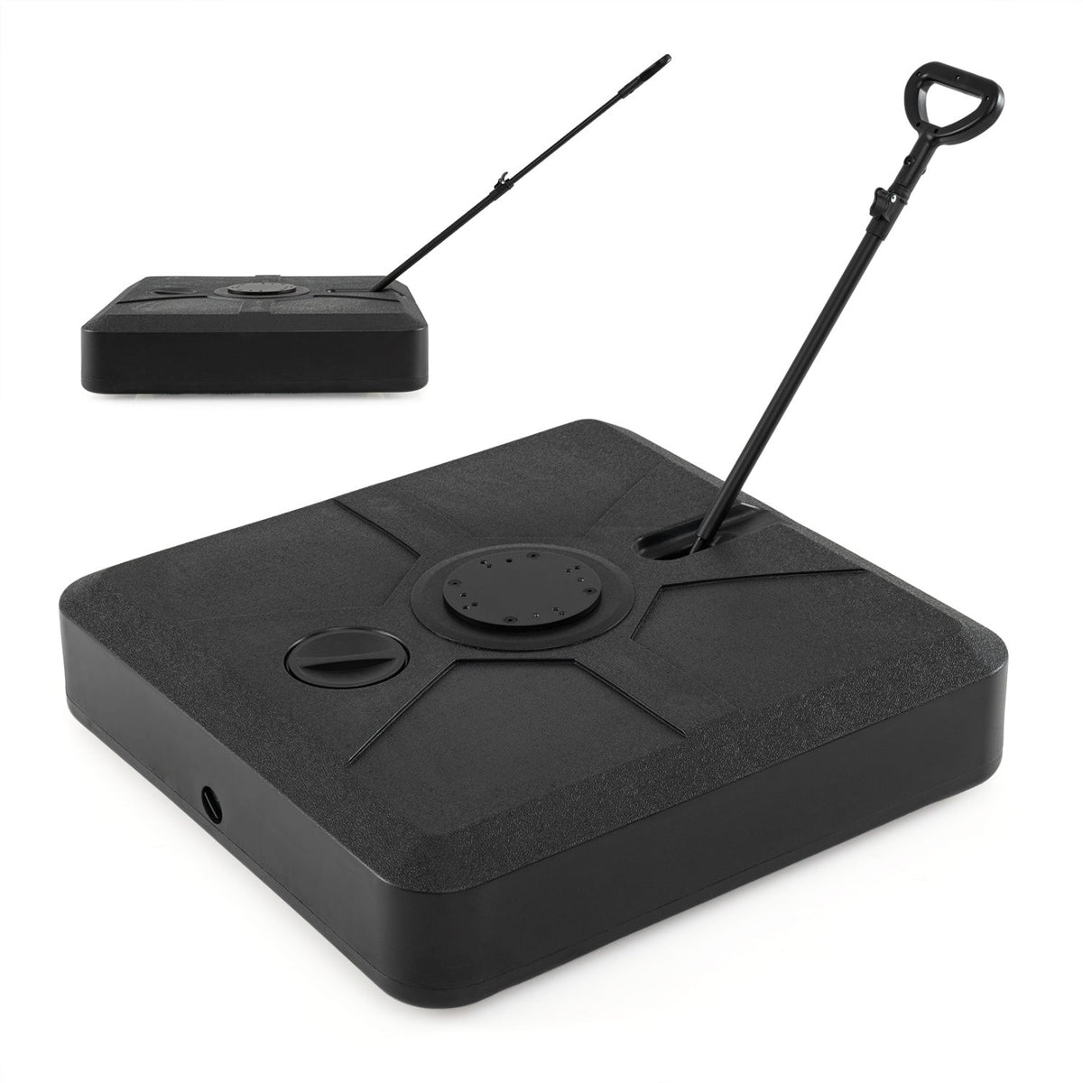 330 lbs Weighted Cantilever Umbrella Base with Wheels and Retractable Pull Rod