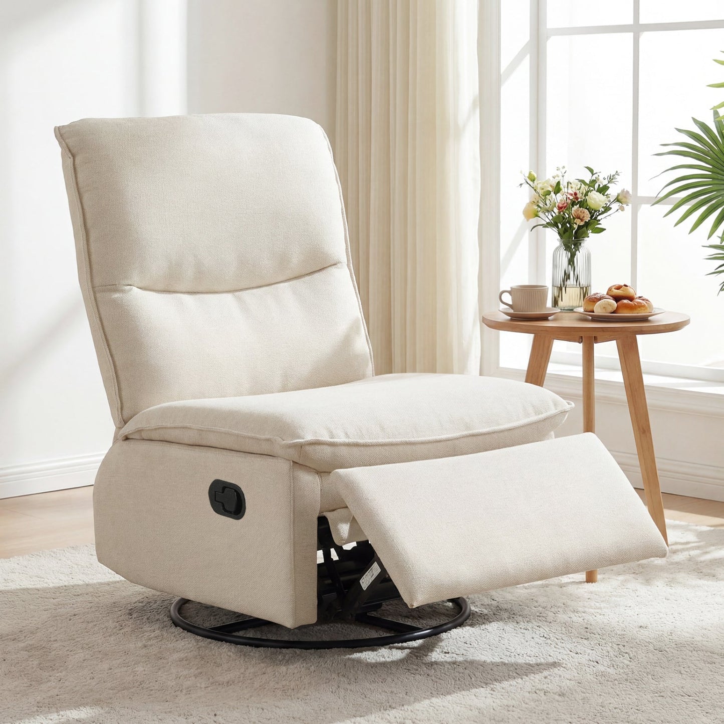 360° Swivel Rocking Chair with Cushioned Back for Living Room