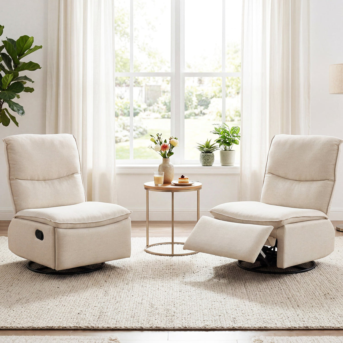 360° Swivel Rocking Chair with Cushioned Back for Living Room