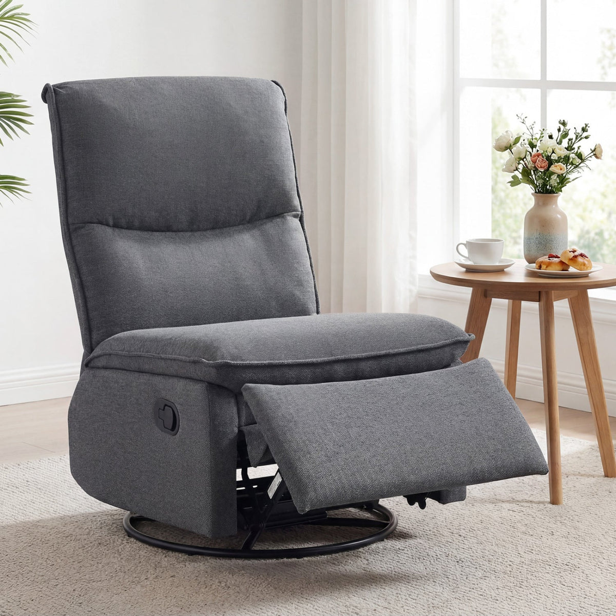 360° Swivel Rocking Chair with Cushioned Back for Living Room