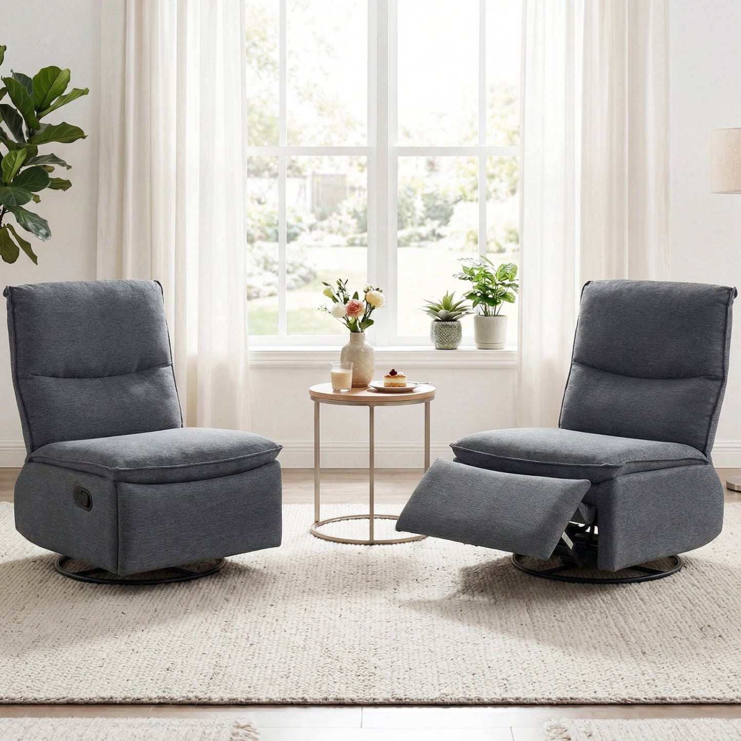 360° Swivel Rocking Chair with Cushioned Back for Living Room