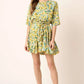 Mittoshop Floral Tie Waist Half Sleeve Mini Dress