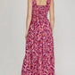 She + Sky Full Size Smocked Printed Wide Strap Tiered Dress Plus Size