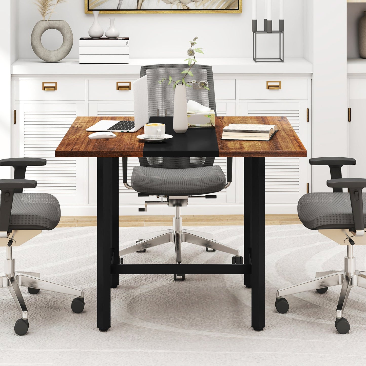 39.5" Square Conference Table with Thickened Tabletop