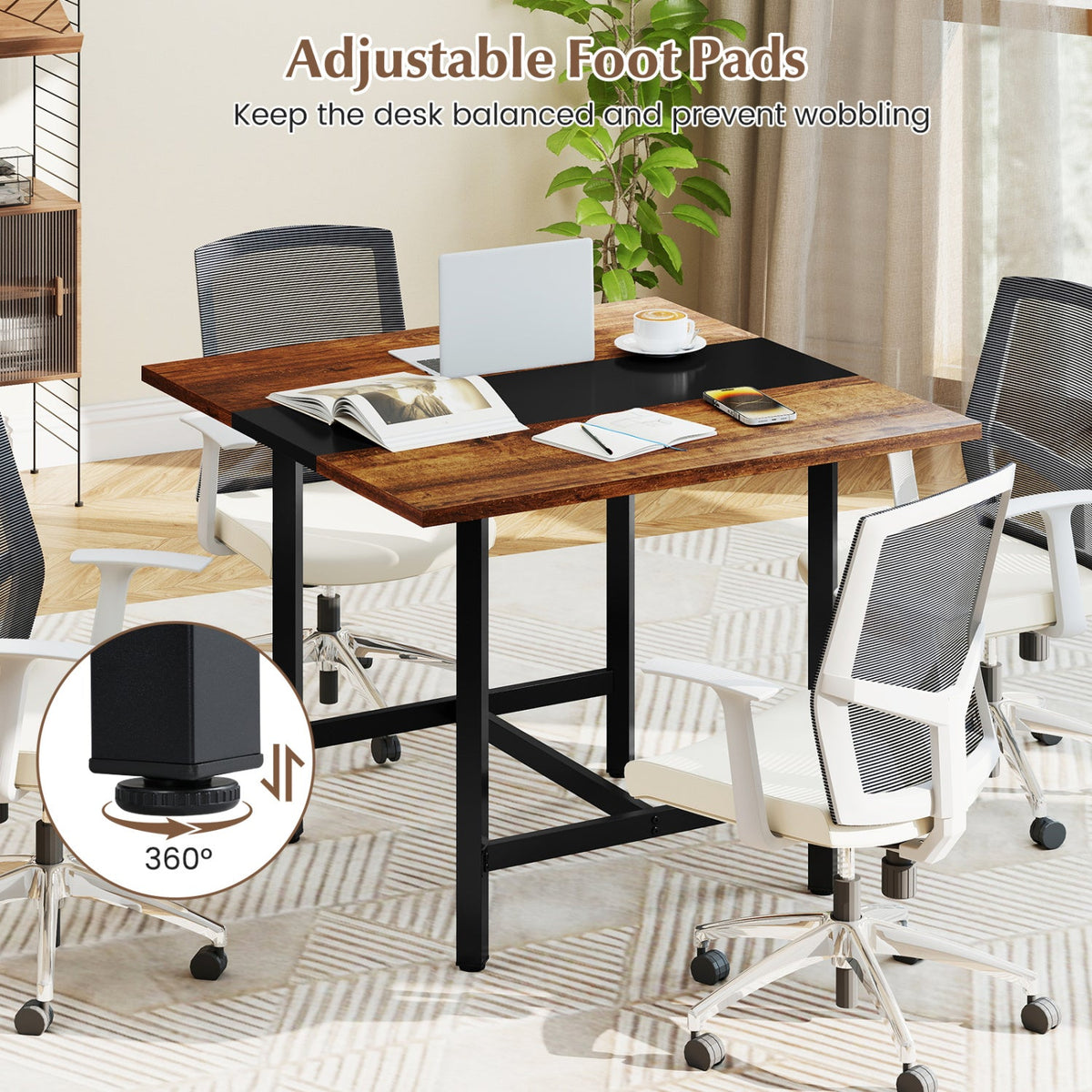 39.5" Square Conference Table with Thickened Tabletop