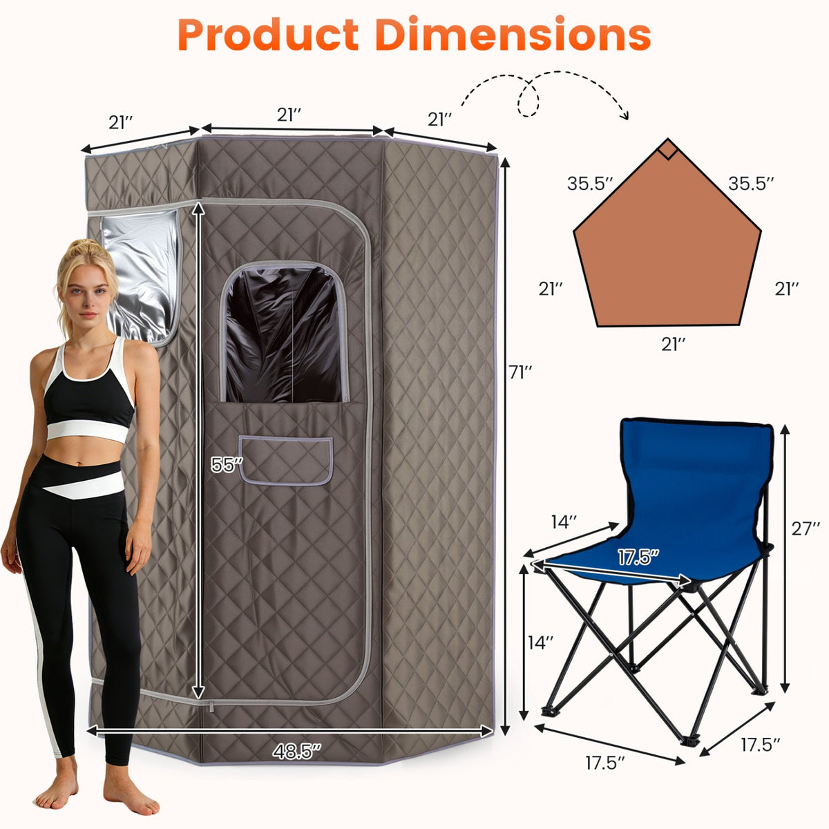 3L Portable Steam Sauna for Home Fast-Heat with 9-Level Remote Control and Folding Chair