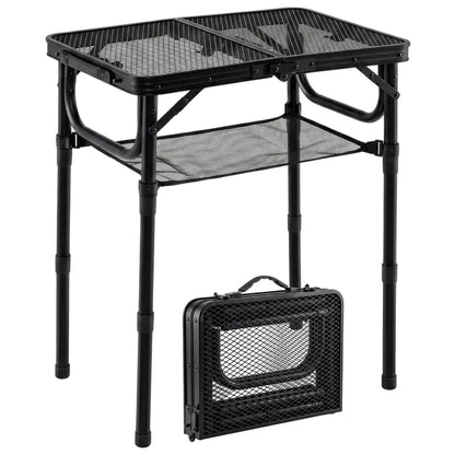 3-Height Folding Picnic Table with Large Storage Net and Handle