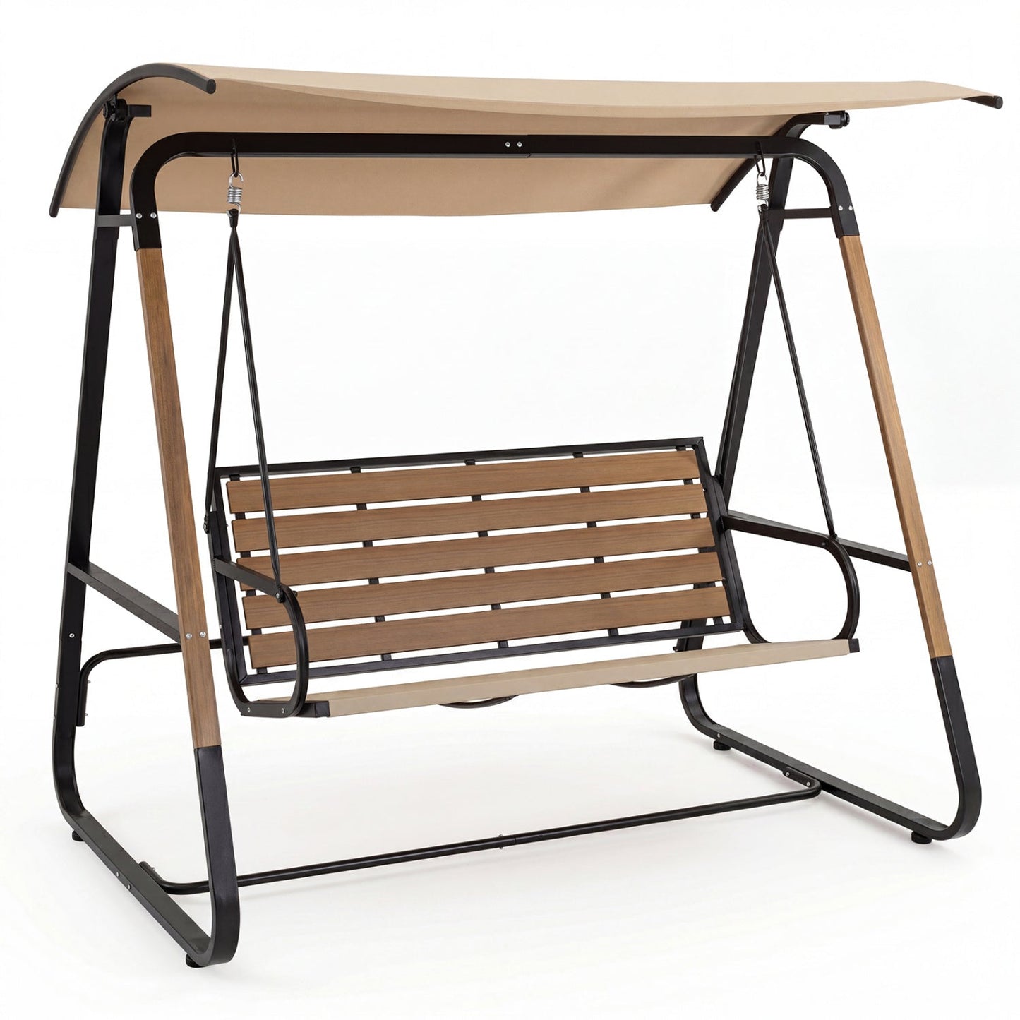 3-Person Porch Swing with Adjustable Canopy