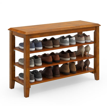 3-Tier Shoe Rack Bench with Adjustable Shelves for Entryway and Living Room