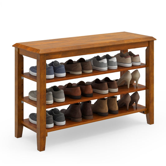 3-Tier Shoe Rack Bench with Adjustable Shelves for Entryway and Living Room