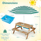 Kids Outdoor Picnic Water Sand Table with Umbrella
