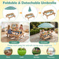 Kids Outdoor Picnic Water Sand Table with Umbrella