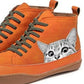 Cat Print Striped Ankle Sneakers