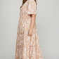 She + Sky Printed Notched Woven Tiered Pintuck Maxi Dress with Side Pockets