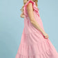 Umgee Seersucker Ruffle Sleeve Tiered Midi Dress