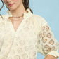 Umgee Linen V-Neck Lace Puff Sleeve Top