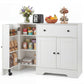 Coffee Bar Cabinet with Rolling Wheels and 3 Doors - 41.5"