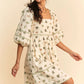 Davi & Dani Cactus Printed Poplin Contrast Piping Mini Dress