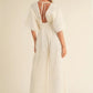 MABLE Fluffy Deep V Neck Wide Leg Jumpsuit