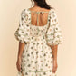 Davi & Dani Cactus Printed Poplin Contrast Piping Mini Dress