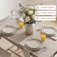 4-Piece Counter Height Dining Table Set with Power Outlet Solid Rubber Wood Kitchen Table
