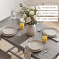 4-Piece Counter Height Dining Table Set with Power Outlet Solid Rubber Wood Kitchen Table