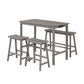 4-Piece Counter Height Dining Table Set with Power Outlet Solid Rubber Wood Kitchen Table