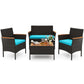 4-Piece Patio Conversation Set with Loveseat and Coffee Table