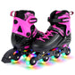 4-Size Adjustable Light-Up Kids Inline Skates for Kids Ages 7-9