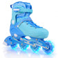 4-Size Adjustable Light-Up Kids Inline Skates for Kids Ages 7-9
