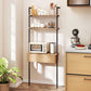 4-Tier Ladder Bookshelf with Drawer and Metal Frame