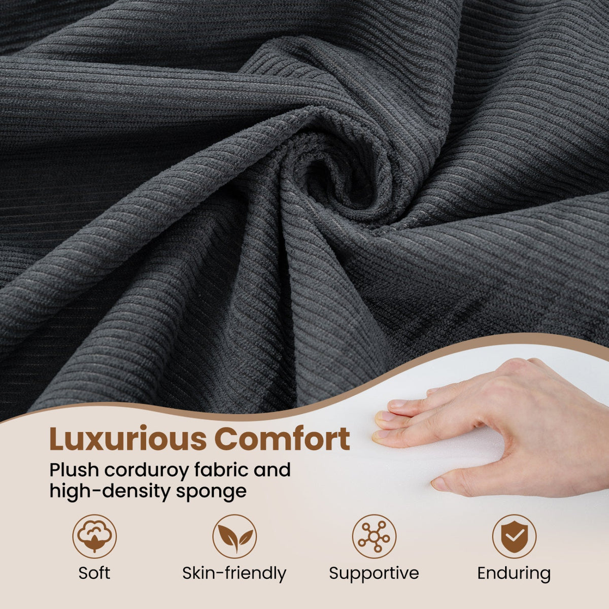 4-in-1 Convertible Folding Sofa Bed with Comfy Corduroy Cover