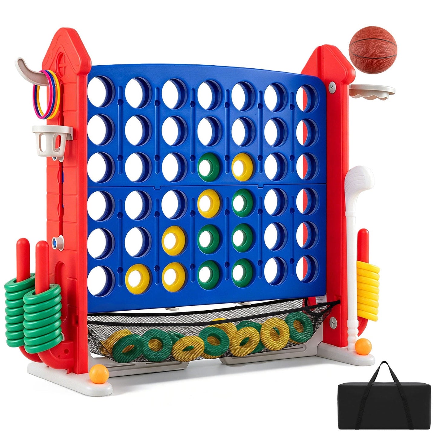 4-in-1 Adjustable Height Connect Game with Carry Bag